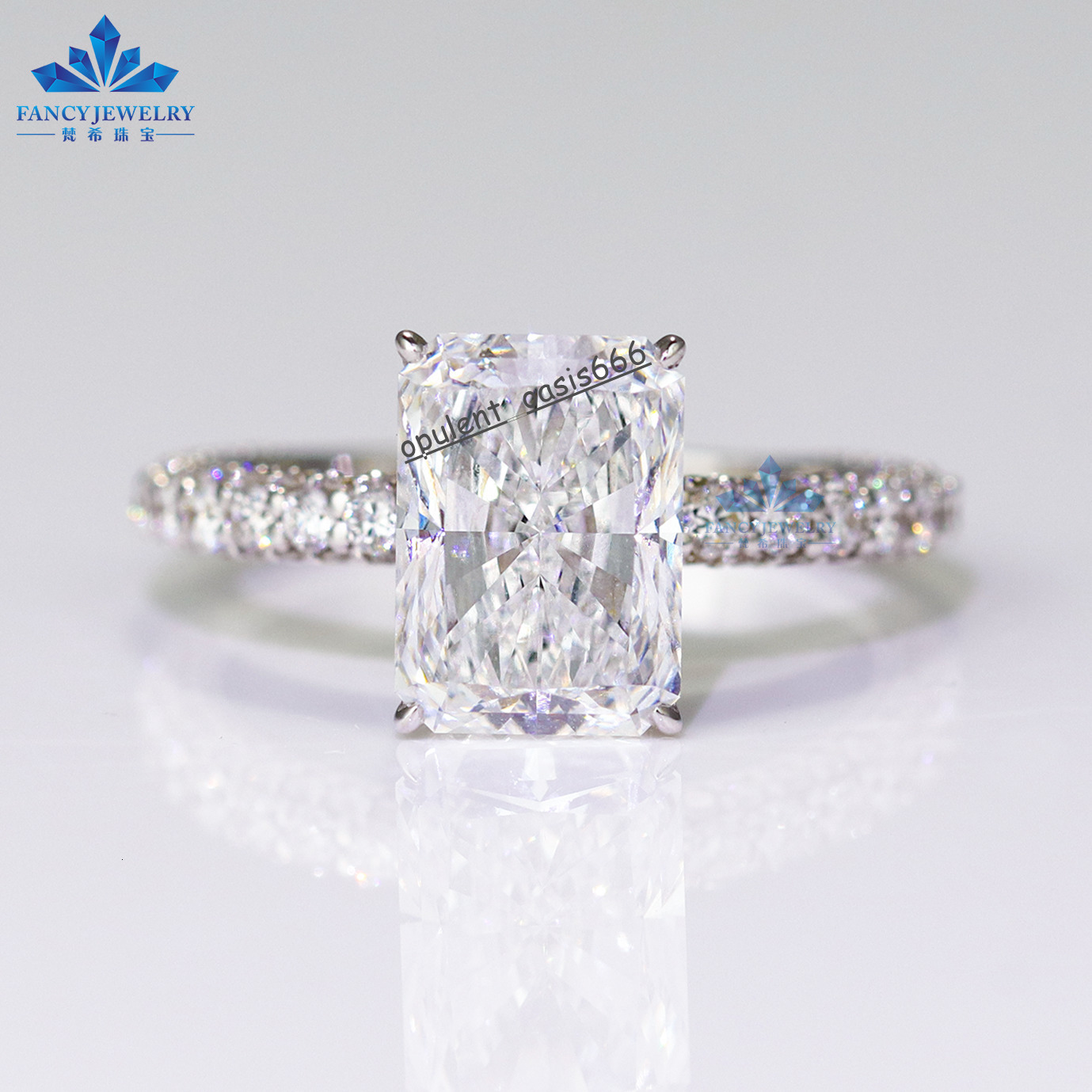 Custom Engagement Wedding Ring Jewelry 18k Solid Gold D VS1 Radiant Cut 3ct Lab Grown Diamond Ring