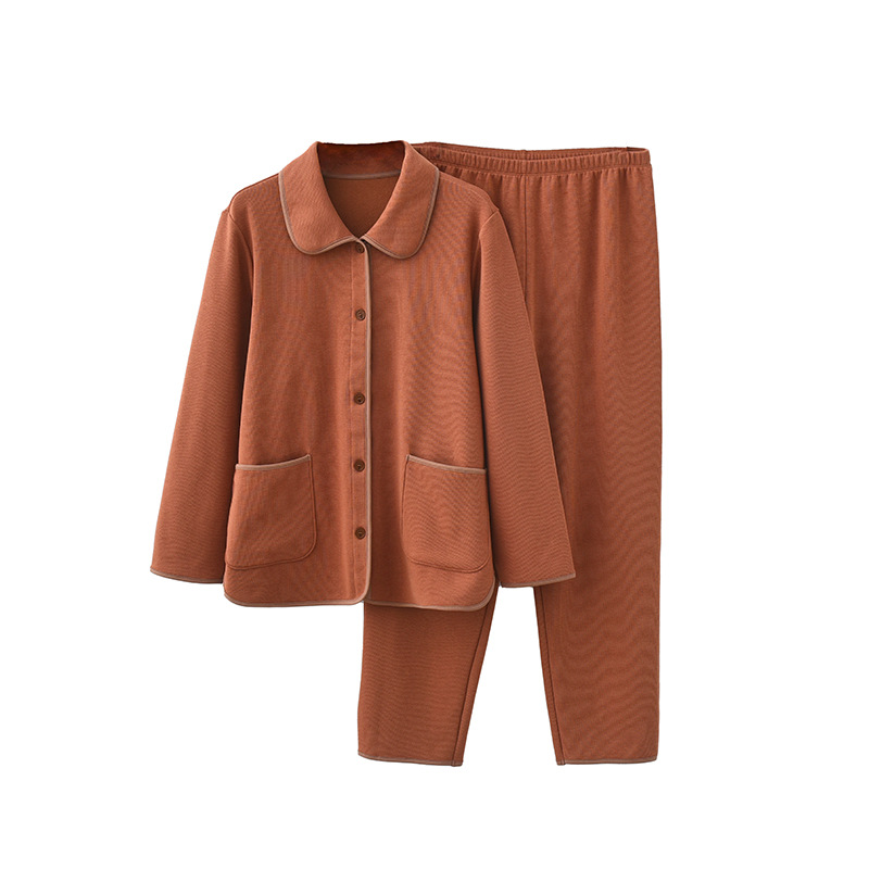 X150-Warm fleece new style women's pajamas autumn and winter polar fleece home clothes warm thick winter lapel pajamas set