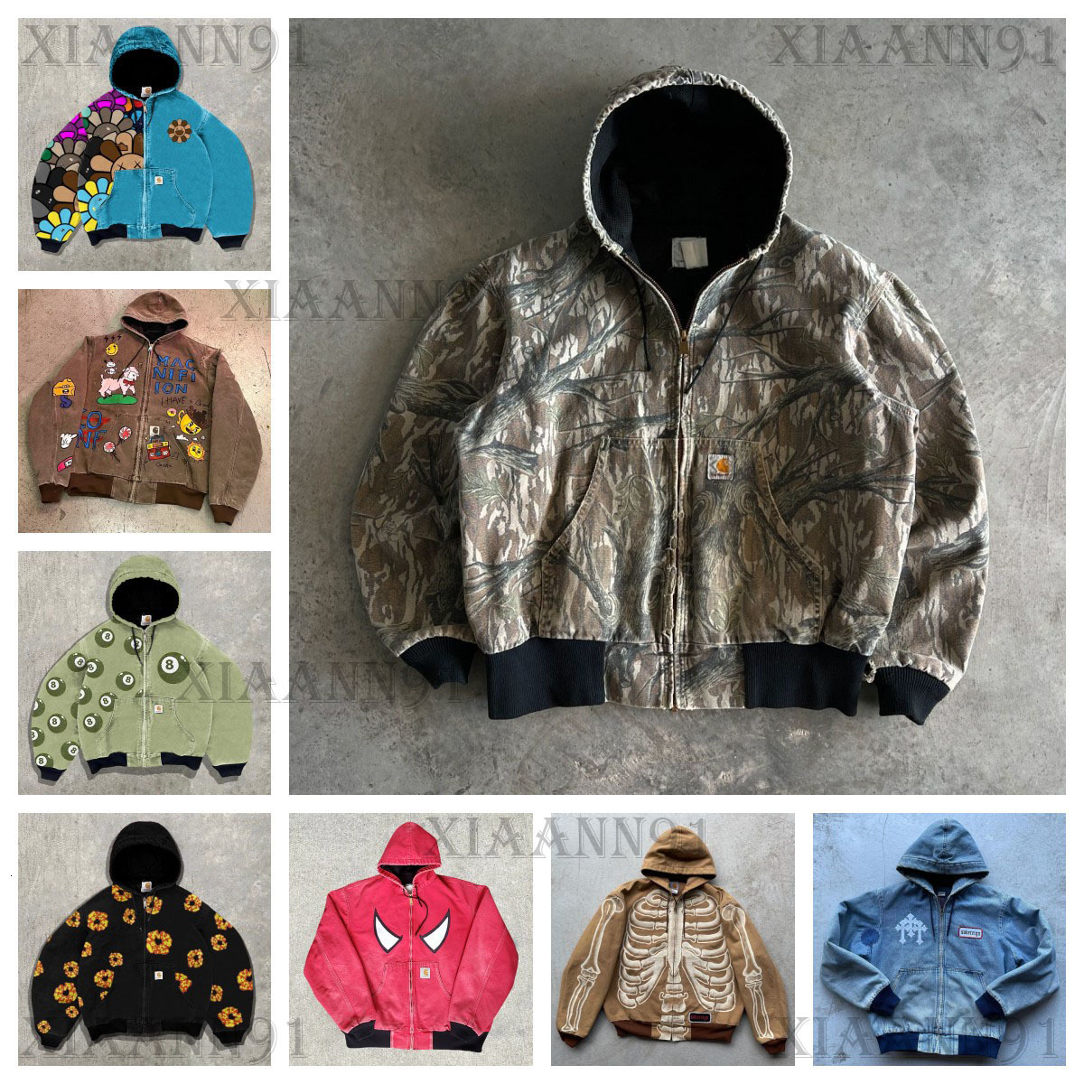 Designer Fashion Casual denim hoodie carharttitys jacket camo hoodie graphic tee streetwear sweatshirts Oversized Mens women hoodie Zip Up Puffer jacket