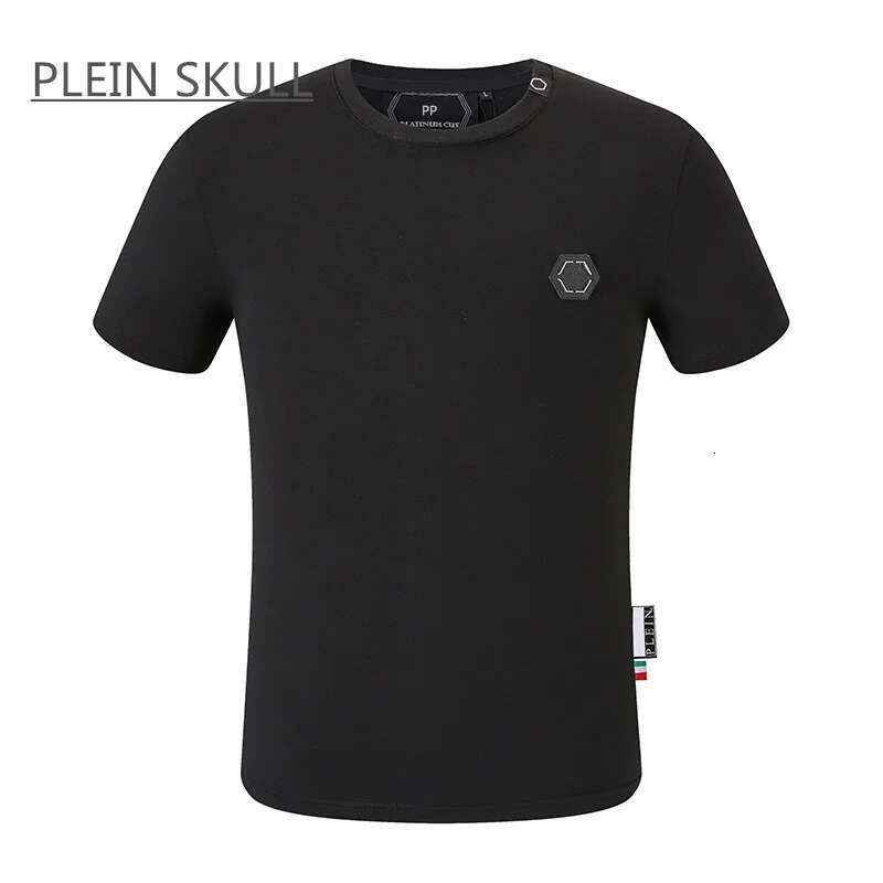 PLEIN SKULL Breathable Men's Fiess T-Shirt Cotton Classic Retro Summer Short Sleeve Top Casual Round Unisex Neck Tee