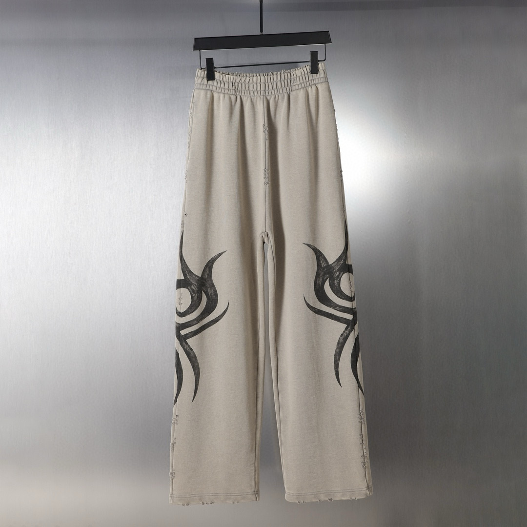 Men's Plus Size Pants Round neck embroidered and printed polar style summer wear with street pure cotton rfw3