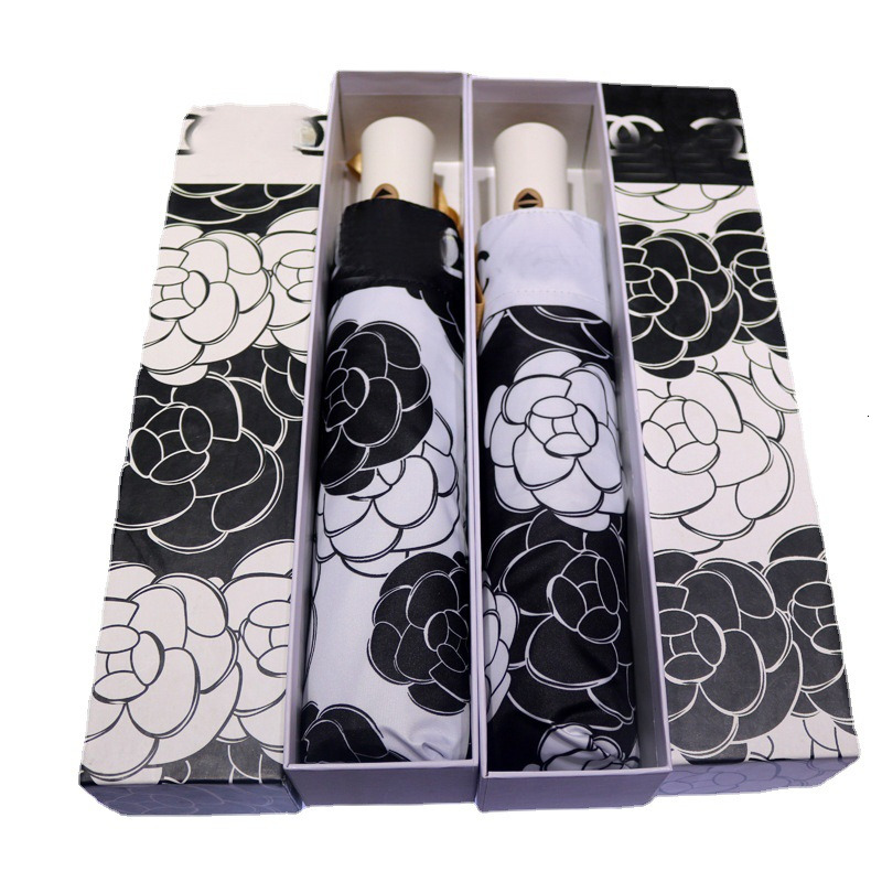 Sunshade Umbrella Camellia Three fold Fully Automatic Sun Protection and UV Protection Sun Umbrella Dual purpose Sunny Umbrella