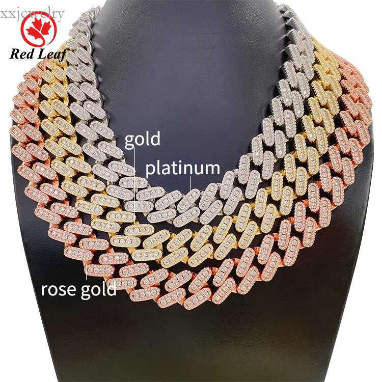 Redleaf Fashion Men's Moissanite Dia Cuban Chain Necklace 20mm Gold with k Inspired by Miami Style