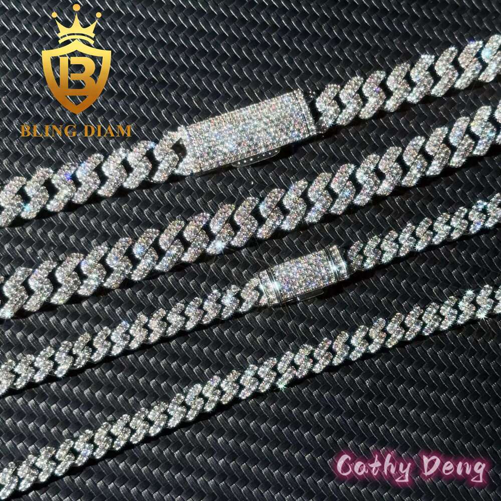 Sterg Sier 6mm 8mm 10mm Hip Hop Jewelry Chain Moissanite Dia Cuban k Necklace