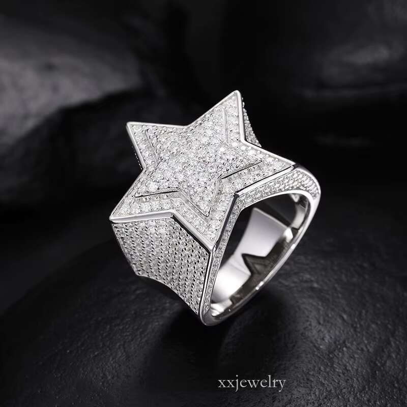 Fine Jewelry Iced Hip Hop Cuban k Ring Gold Plated Sterg Sier VVS Moissanite Dia Engagement Gift Party