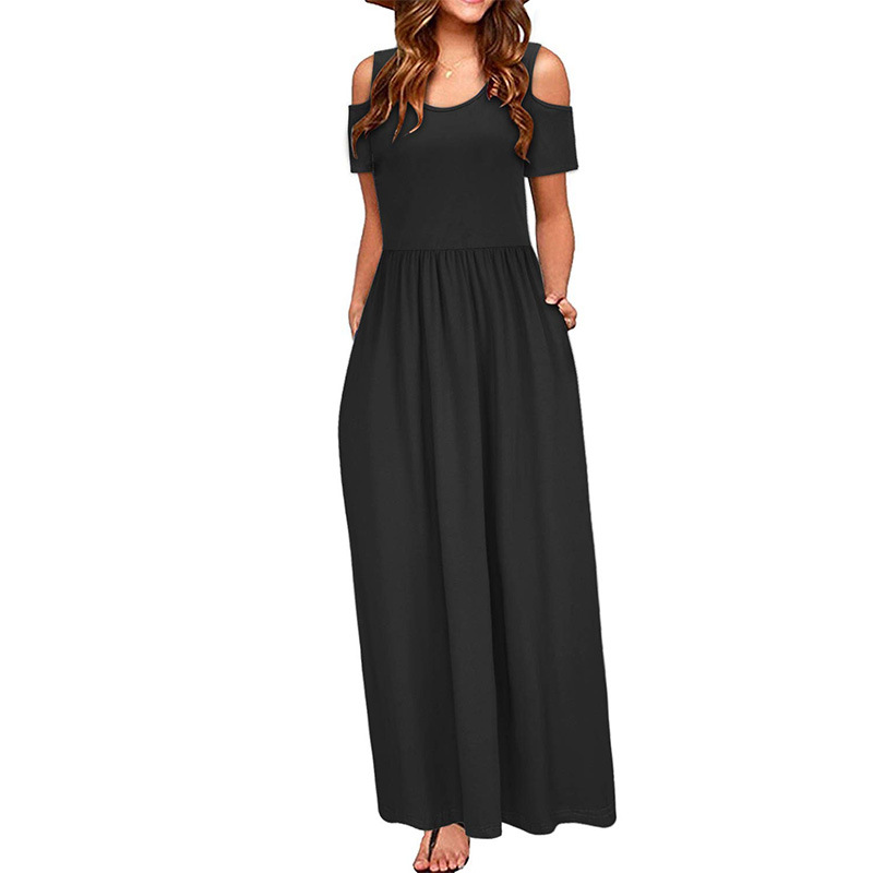 L62290 Independent Station European and American summer new solid color long skirt suspenders cake dress female