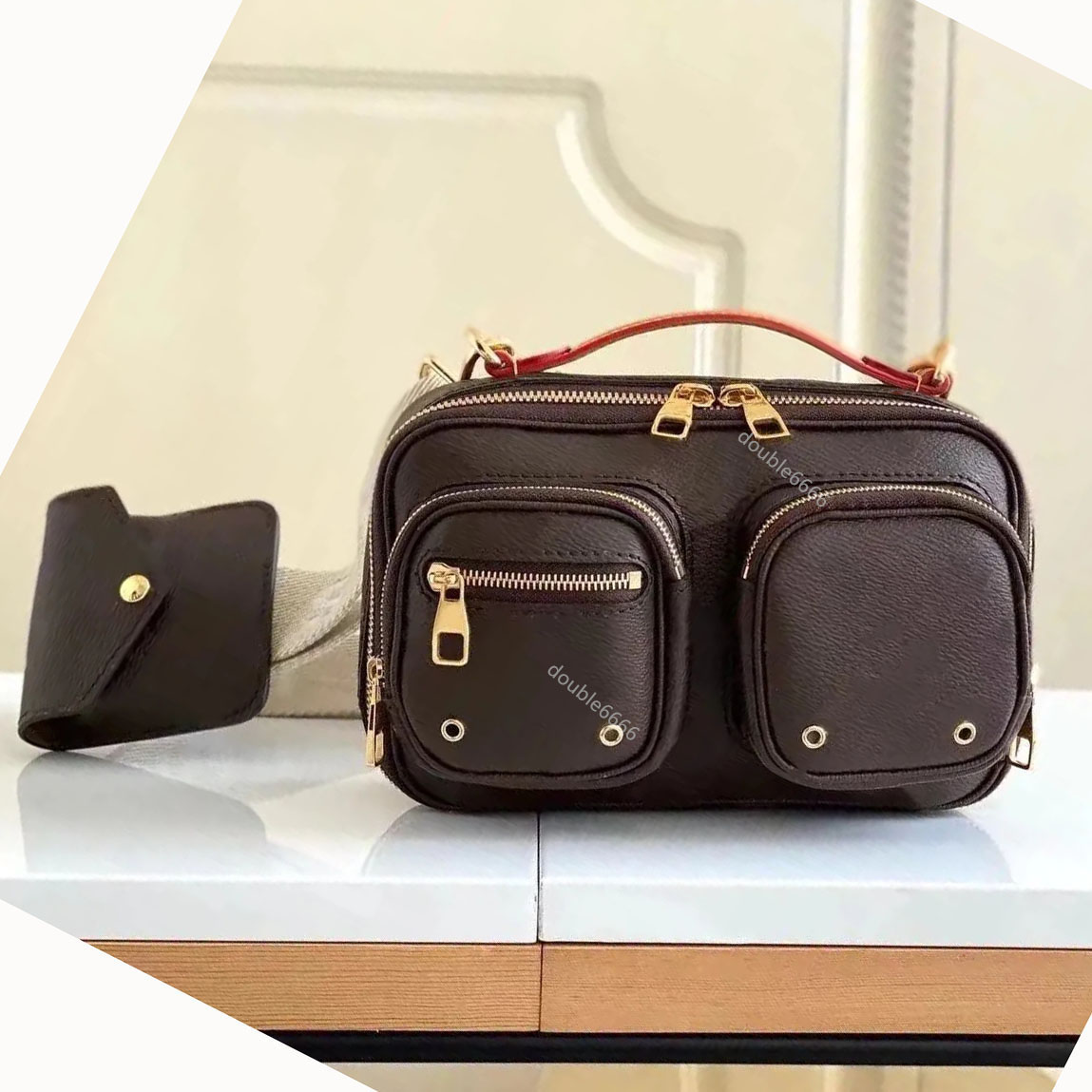 CROSSBODY women bag handbag Coin Purse canvas cowhide-leather mini clutch shoulderbag 2 zipper closure