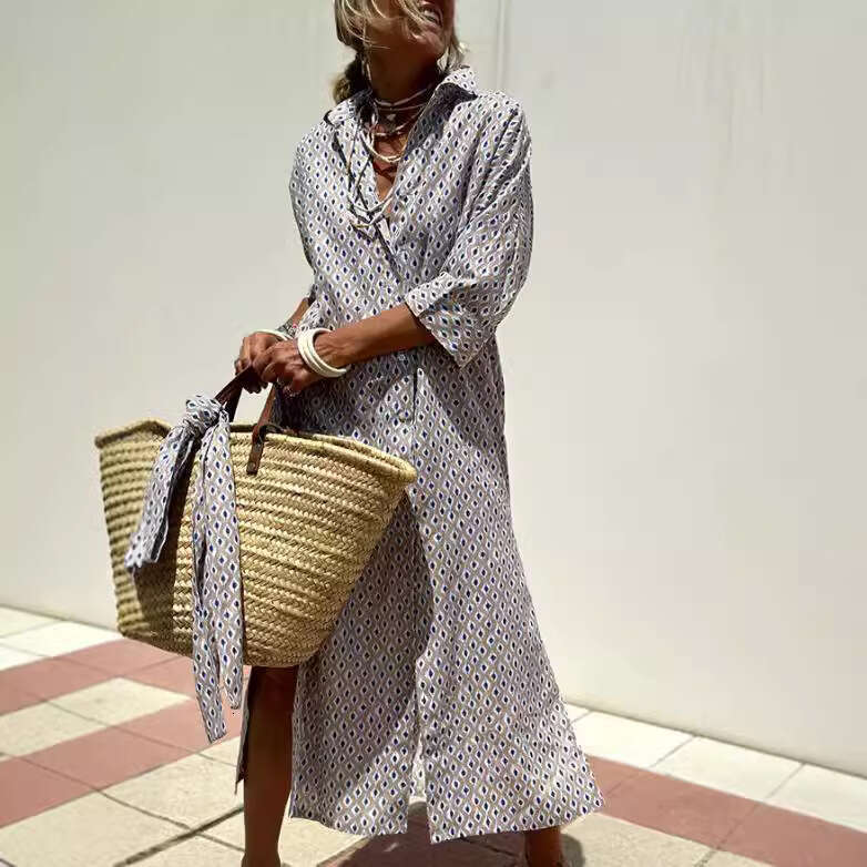 New striped shirt from Europe America, split dress, summer shirt, 2025 new style, chic and elegant clothing