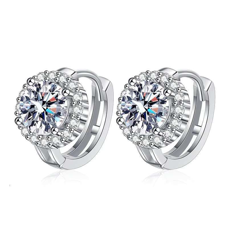 PYQ Halo Large Sier Hoop Fashion Jewelry Girls Moissanite Stud Earrings