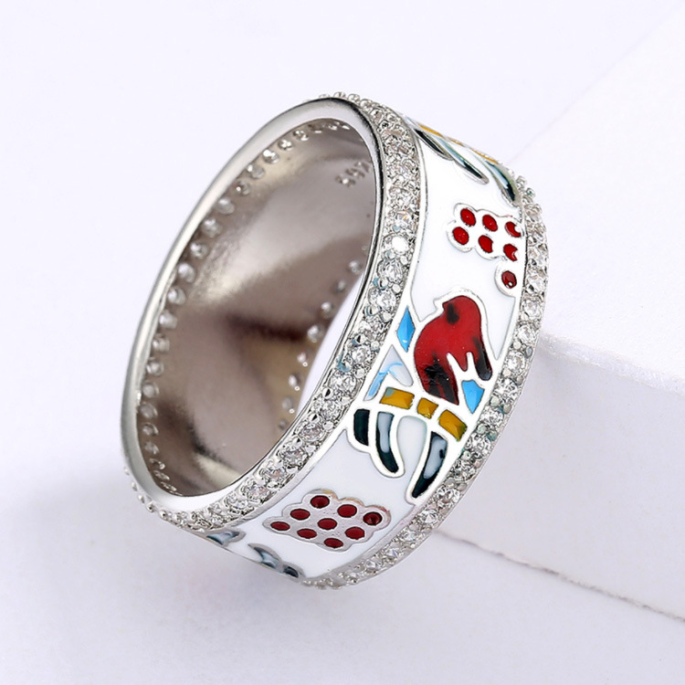 2025 Brand New Style Wedding Designer Rings Vintage Jewelry 925 Sterling Silver Fill Pave White 5A Cubic Zircon CZ Diamond Gemstones Party Women Birds