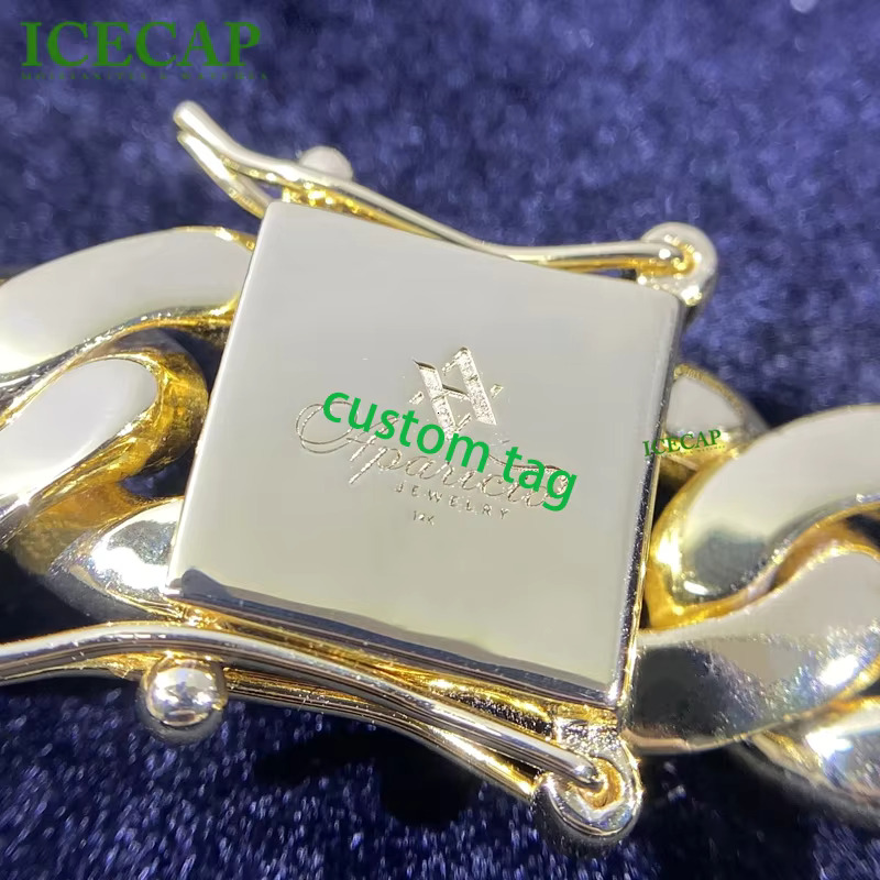 Customized Miami 14mm Classic 14k Gold Plated Cuban Link Chain 925 Sterling Silver Cuban Link Chain Mens
