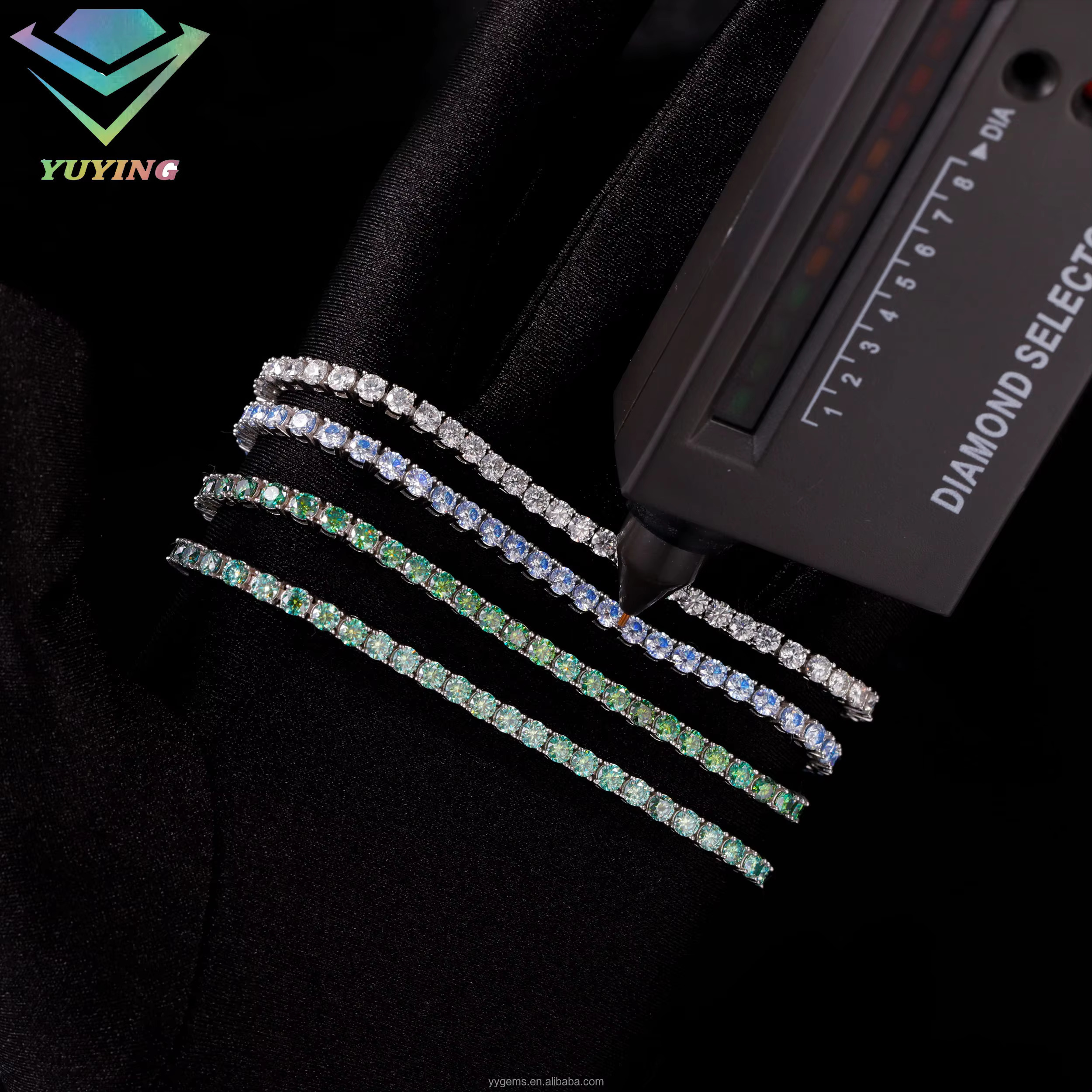 Fancy Color Moissanite Tennis Bracelet 3mm 4mm 925 Solid Silver Bracelet Fine Jewelry Blue Green Moissanite Diamond Bracelet