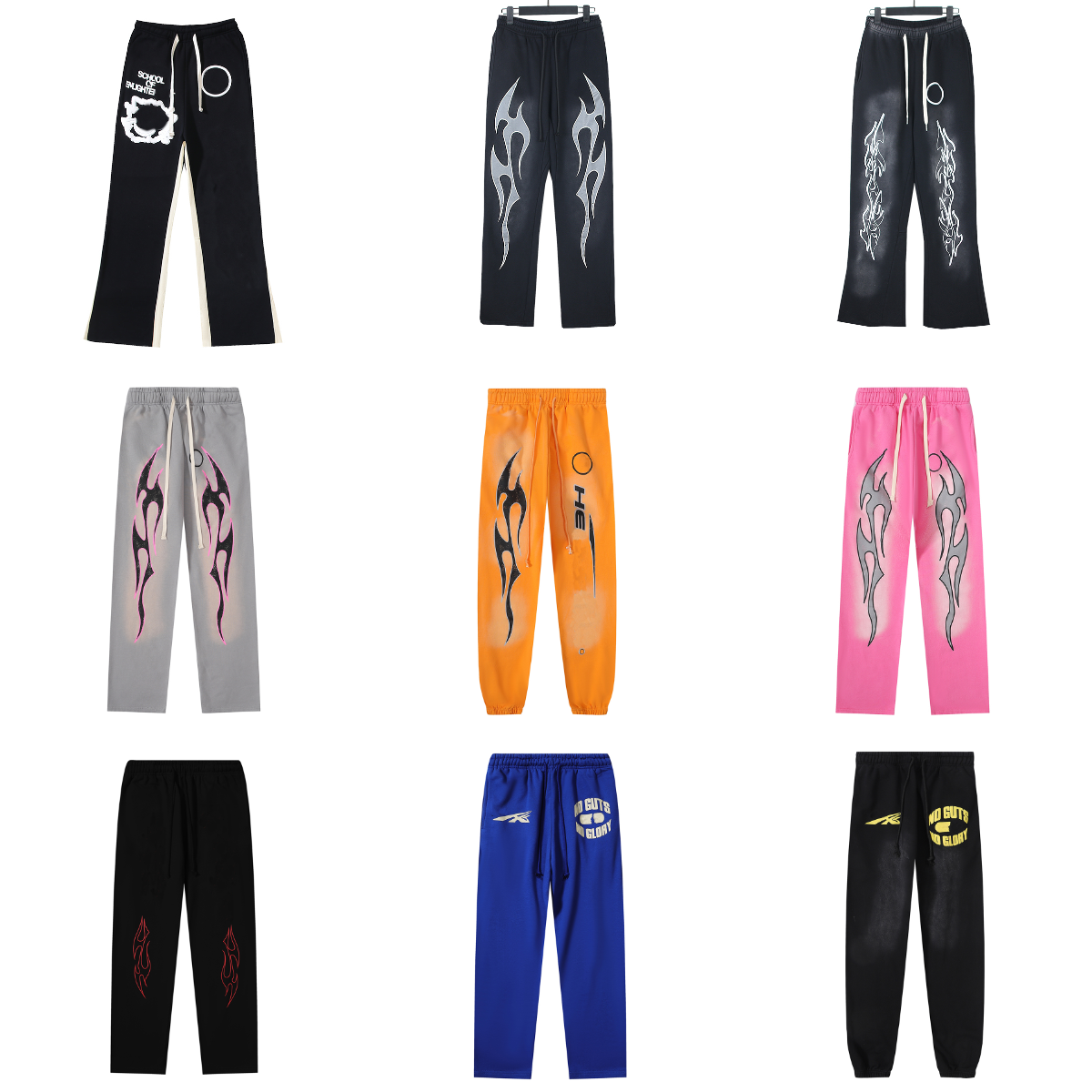 designer sweatpants mens joggers designer graffiti pants High Street vintage washed bell-bottoms printed cotton hip hop sweatpants for men and women US Size S-XL