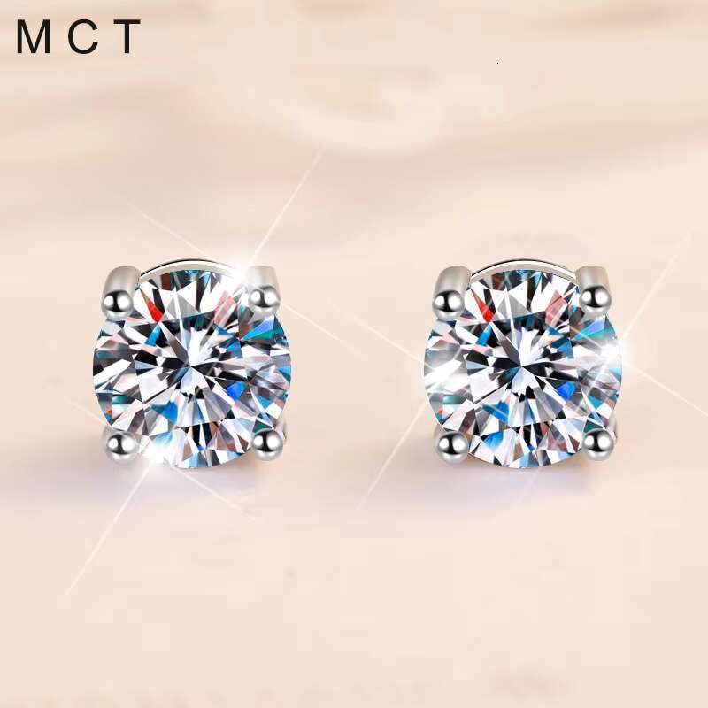 MCT Wholesale High Quality Classic S 4-prong Moissanite Dia Studs Women's Earrings Jewelry