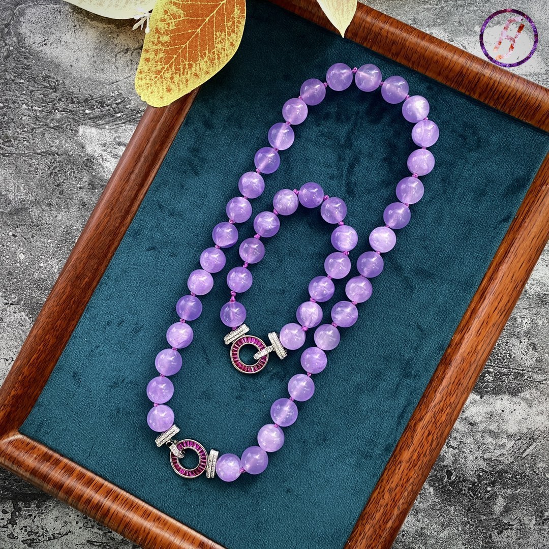 Hot Sale, Stylish and Versatile 50cm 12mm Natural Amethyst Round Bead Necklace, Sweater Chain and Bracelet Mysterious Eastern Energy Vibrational/Reson