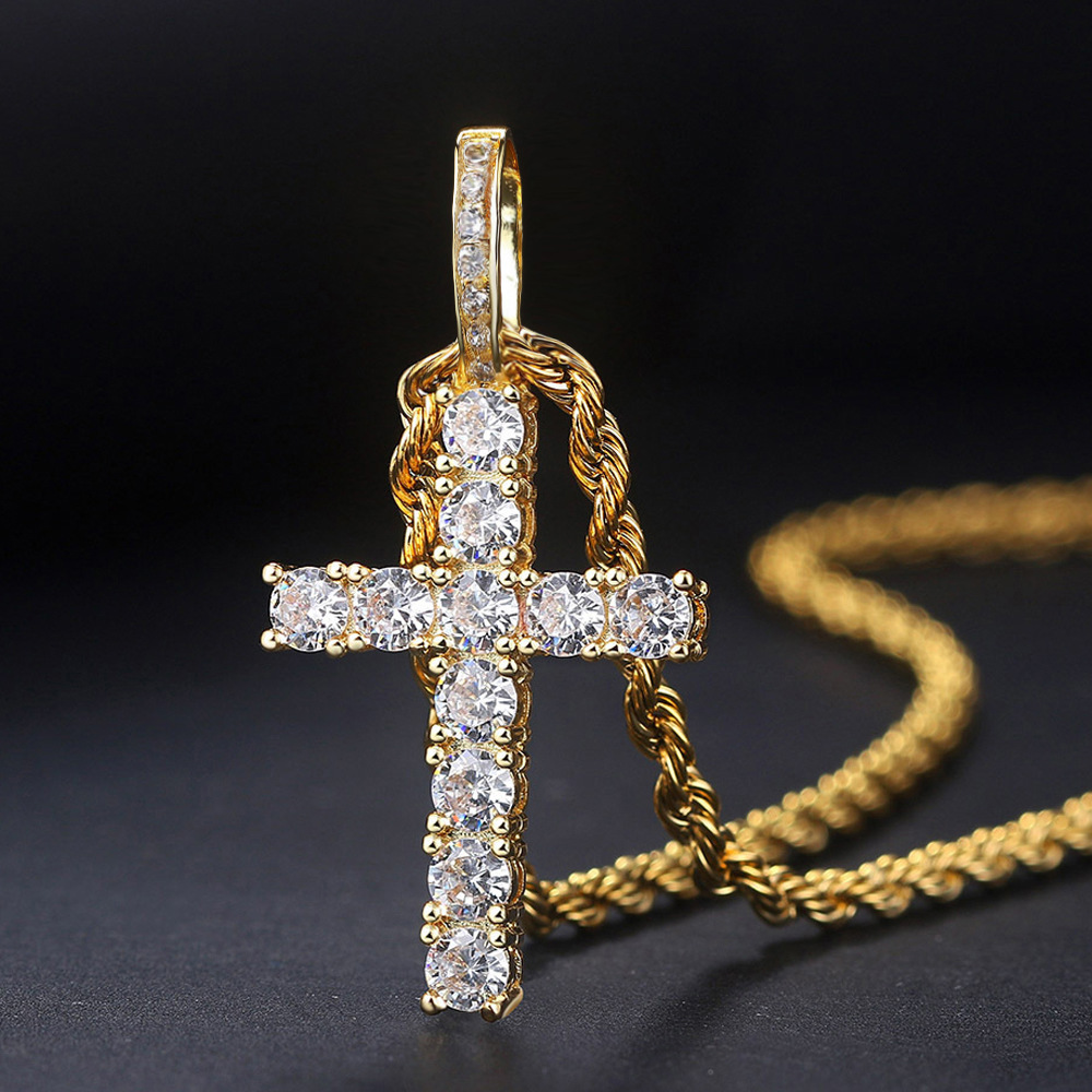 necklace necklaces designer moissanite Mens Necklace Hip Hop Cross Twist Necklace Stainless Steel 18K Gold Plated Diamond Necklace mens jewelry gold chain bijoux