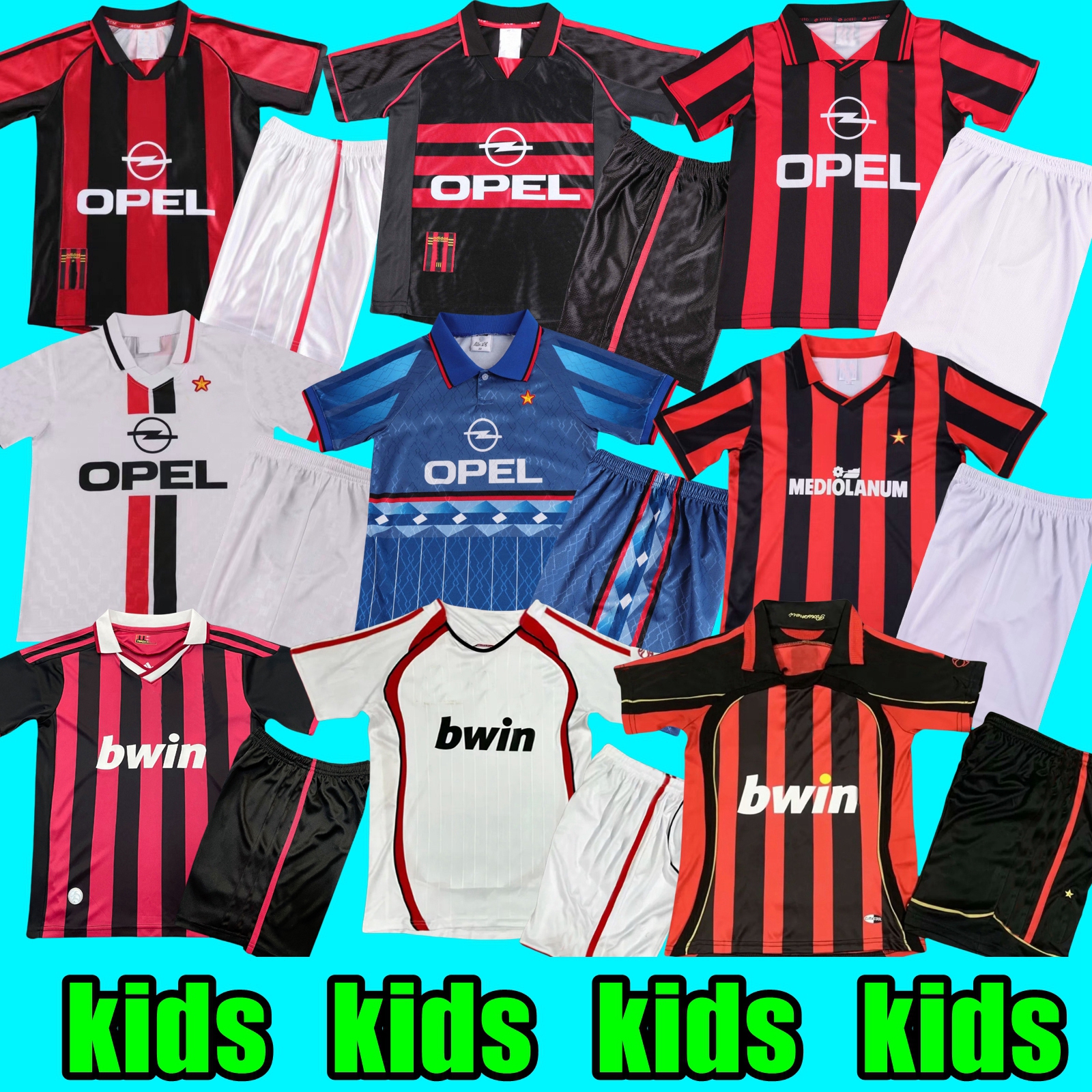 Retro Kids ac 06 07 90 91 Retro shirts SOCCER JERSEYS 95 96 97 Gullit 01 02 03 12 14 15 Maldini Van Basten football KAKA Inzaghi 06 07 PIRLO SHEVCHENKO BAGGIO MILAN JERSEY