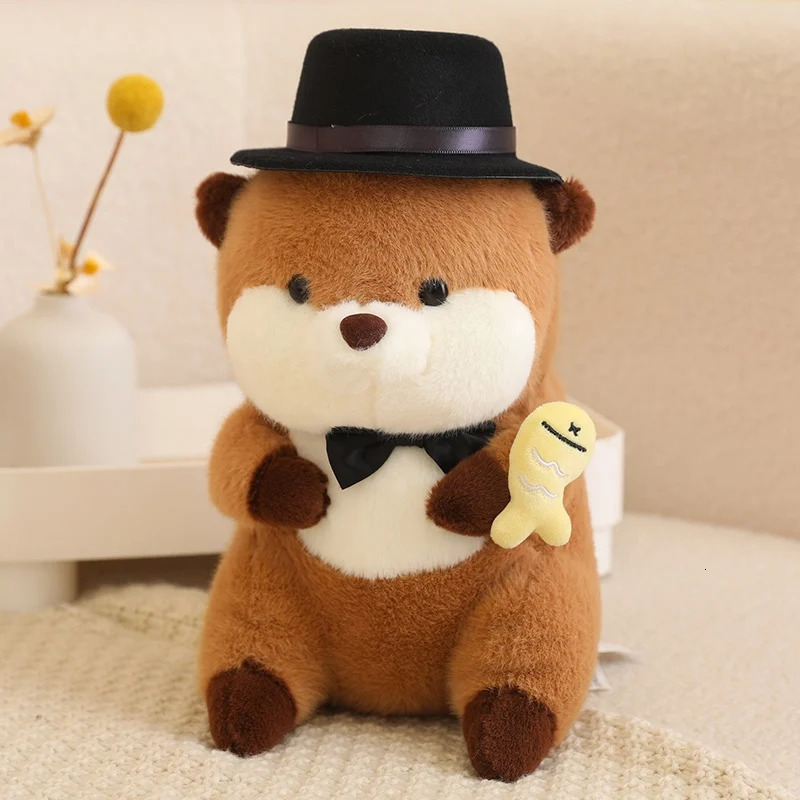 30cm Cartoon Otter With Hat Fish Plush Toys Cute Soft Lovely Stuffed Pillows Dolls For Birthday Festival Gift 250305