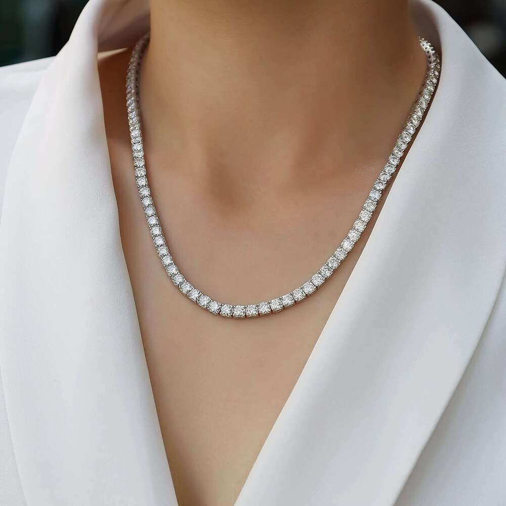 Mens Tennis Fashion White Gold 4m Sterg Sier Vs Moissanite Dia k Necklace