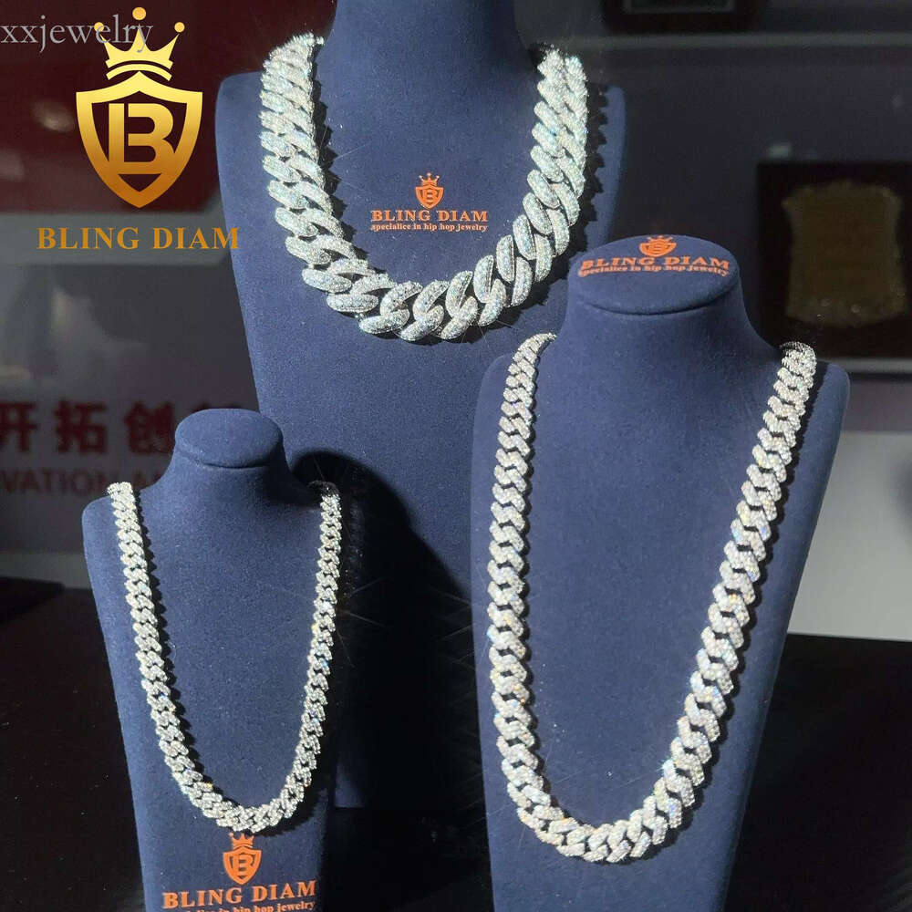 Sterg Sier 6mm 8mm 10mm Hip Hop Jewelry Chain Moissanite Dia Cuban k Necklace
