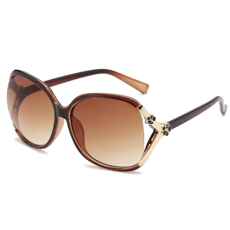 New manufacturers polarized camellia sun glasses ladies stand sunglasses fashion ins big frame round Korean version retro