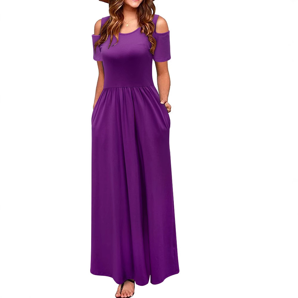 L62290 Independent Station European and American summer new solid color long skirt suspenders cake dress female