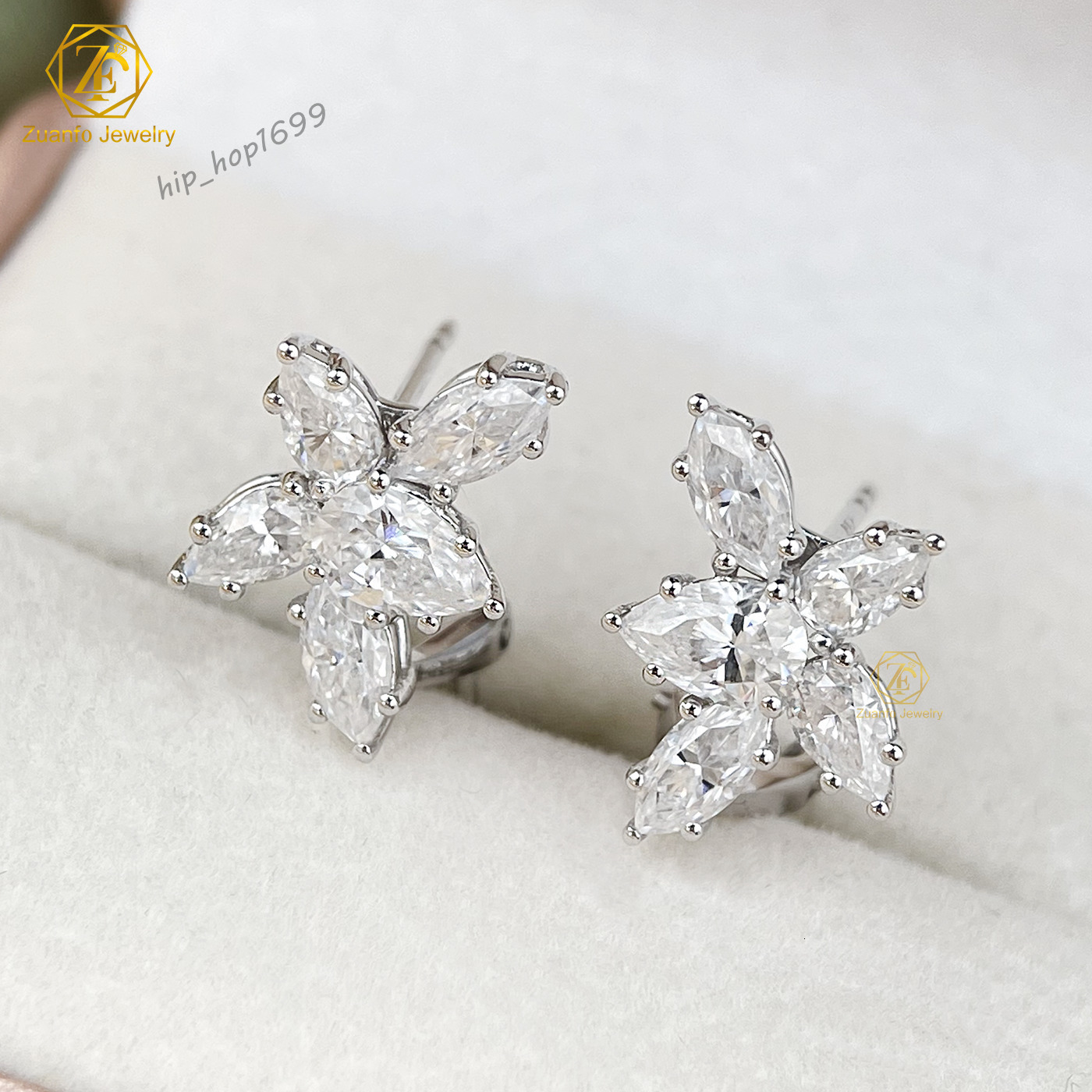 14K 18K Pure White Gold Moissanite Earrings D VVS1 Pear Marquise Shape Lab Diamond Fancy Moissanite Stud Earrings for Gifts