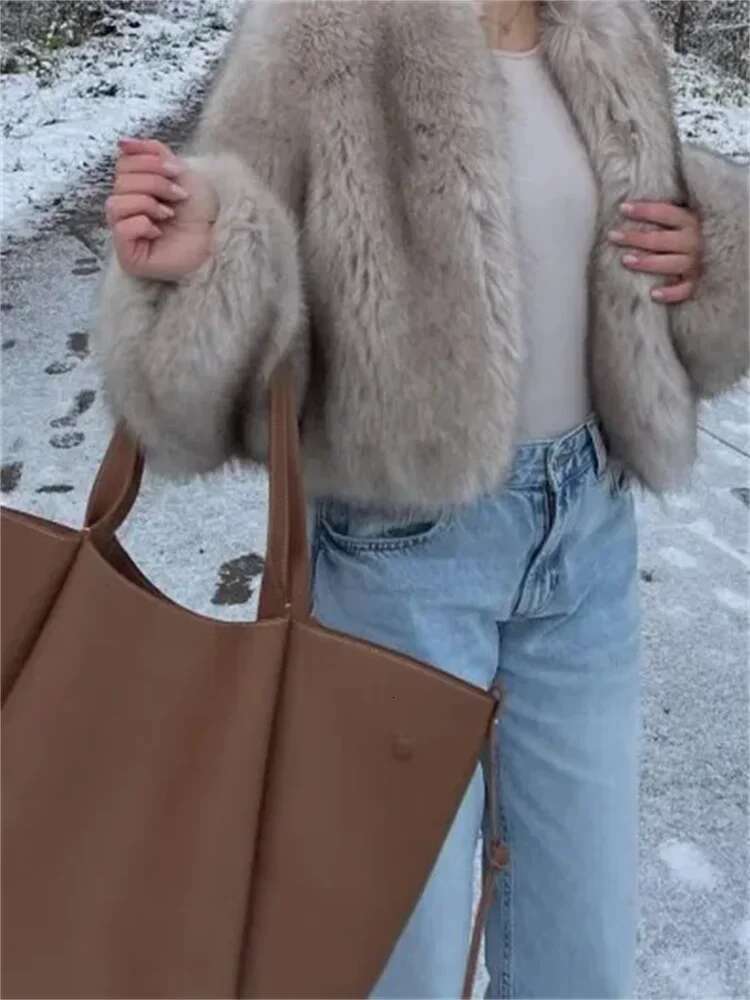 Fashion Fluffy Faux Fur Coat For Women Winter Elegant Loose Long Sleeve Jacket Female Thick Lady High Street Outerwear