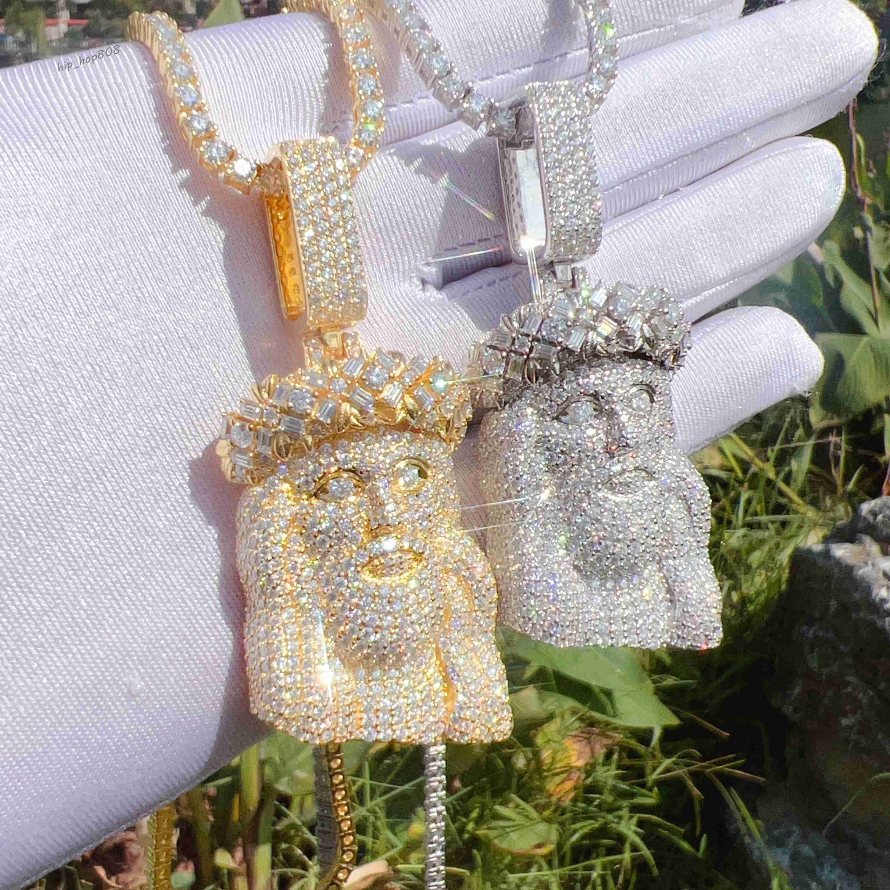 Buss Down Moissanite Lab Diamond Custom Chain Pendant Silver 925 Fine Jewelry Hip Hop Iced Out Mens Jesus Pendant