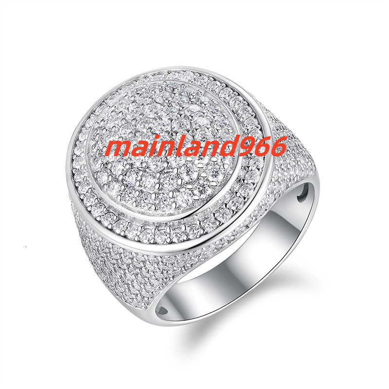 Zanlong 15337 Iced Out Moissanite Ring GRA Certified Lab Diamond 925 Sterling Silver Hip Hop Jewelry for Men Fashion Wholesale