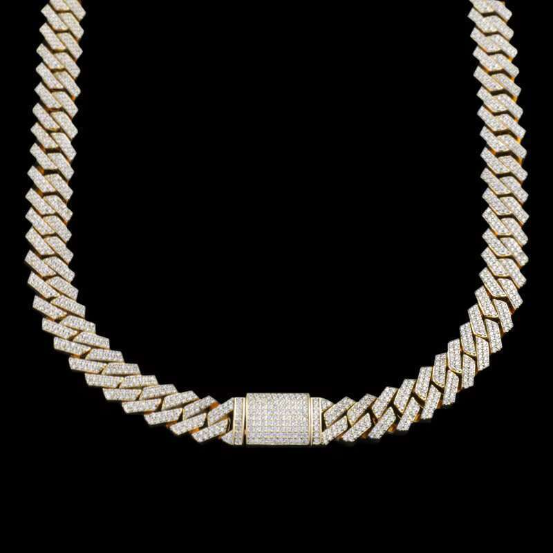 Wholesale Price Gold Plated HIphop Factory Sterg Sier Iced Out Moissanite 10mm Cuban Chains for Men