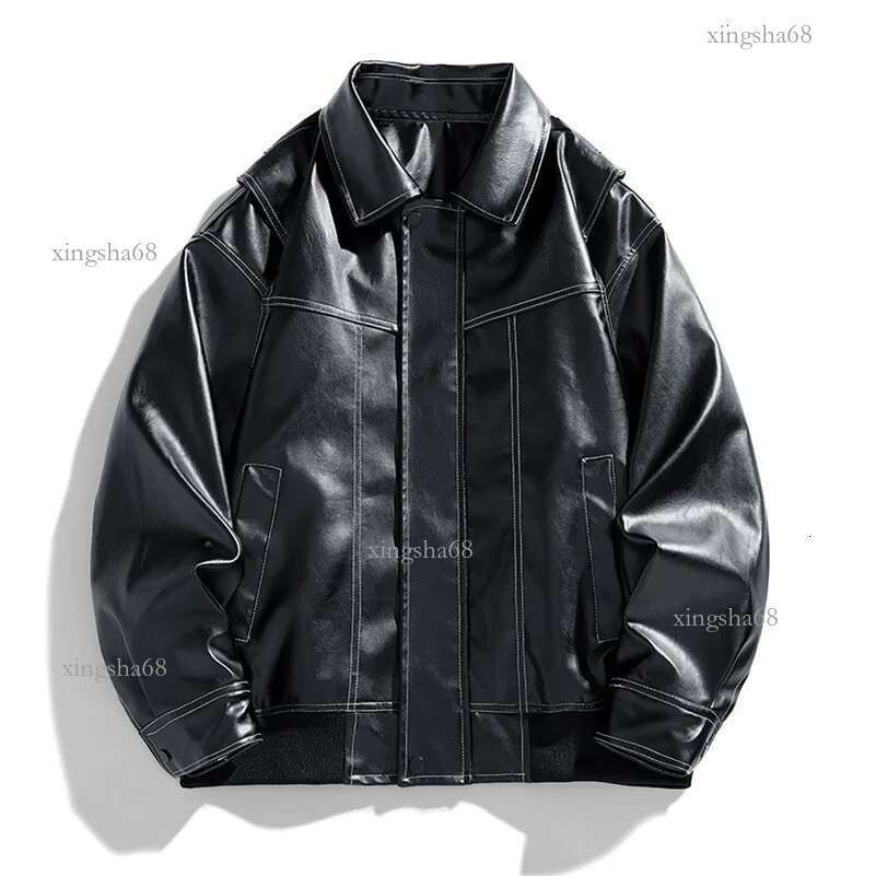 Europe The United States Trend Leather Jacket Spring Autumn Loose Mens Couple Lapel Motorcycle Handsome Coats Y24