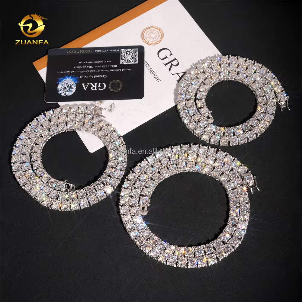 Bulk Stock New Arrivals Hot Selling Iced Out Hip Hop 925 Silver VVS1 5mm 6.5mm Moissanite Diamond Cluster Tennis Chain Bracelet