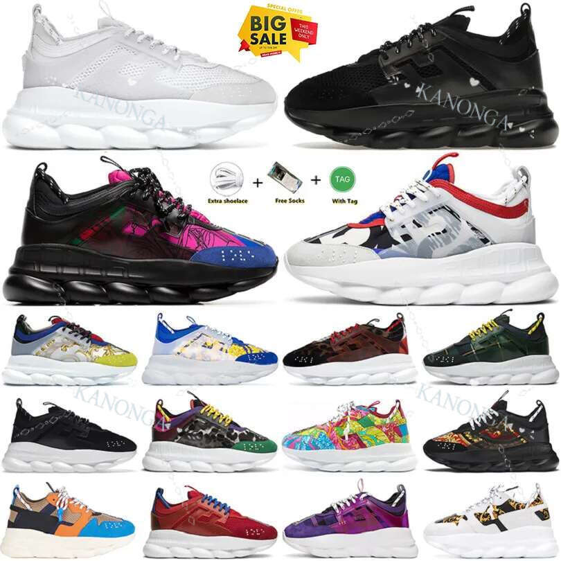 Chain Designer Reaction Men Women Shoes Dress Rubber Suede Triple Black White Gold Red Brown Orange Blue Fashion Mens Casual Trainers Platform Sneakers 36-45