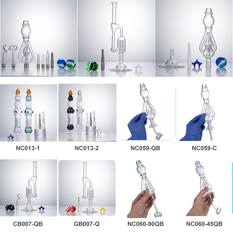 Healthy_Cigarette ZHC007 Nectar Collector Double Triple Recycle Airflow Stand Nectar Collectors 510 Titanium Ceramic Tip 14mm Quartz Banger Nail