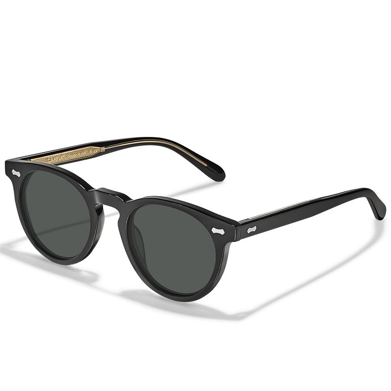 CARFIA Retro Acetate Polarized Sunglasses for Men UV Protection, Vintage Round Frame Eyewear with Gold Filigree