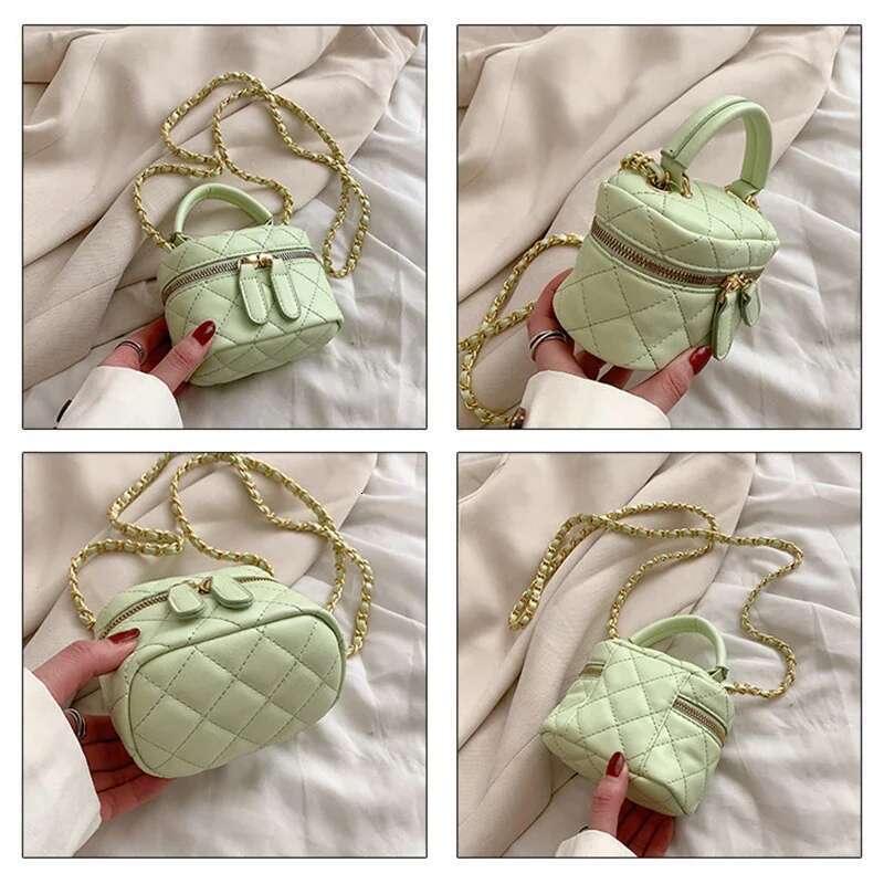 new handbag black PU trend leather girl bucket bag metal leisure chain designer women s small crossbody bag coin wallet trendy shoulder bag