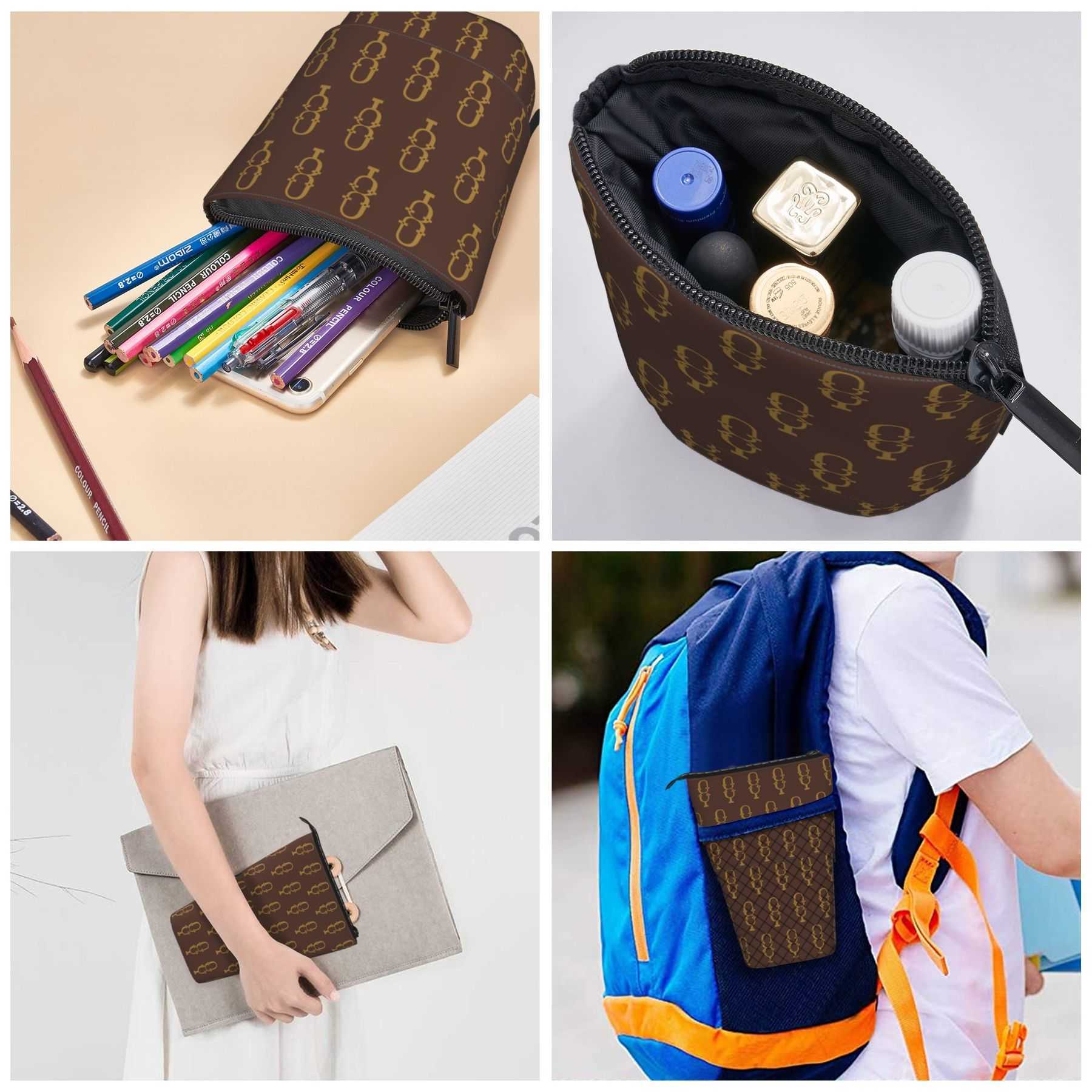 NXY Men Womens Zipper Makeup Bag Designer WashBag Cosmetic Bags Brown Women Toiletry Bag Classic Travelling Toilet Bag