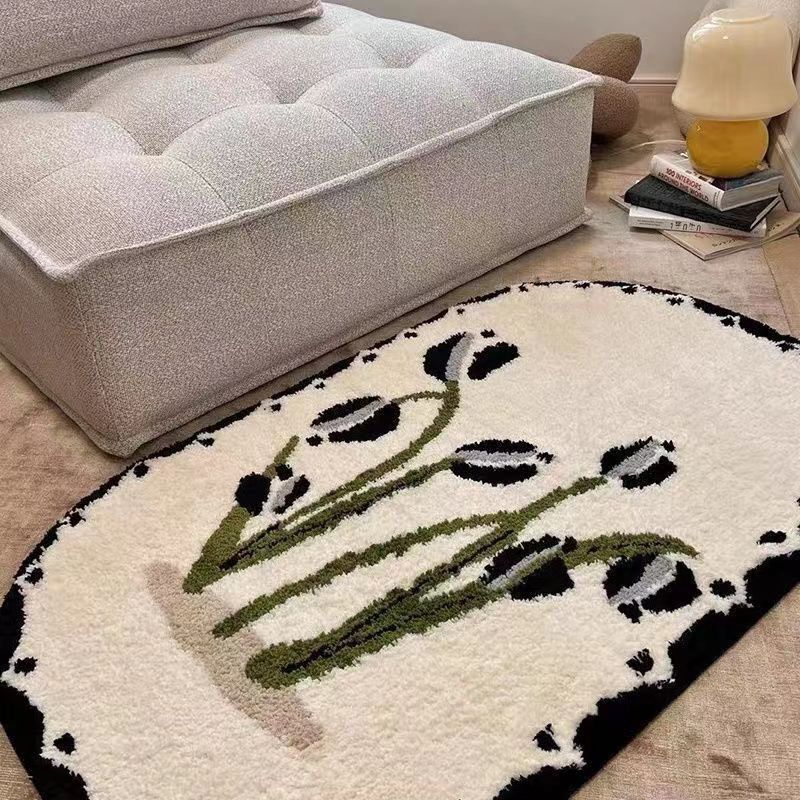 Cartoon puppy carpet, plush entrance door mat, home shower room, water absorbing foot pad, thickened and anti slip H260226