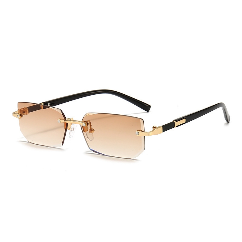 Cross-border new fashion rimless sunglasses male European and American cut edge sunglasses female personality sunglasses