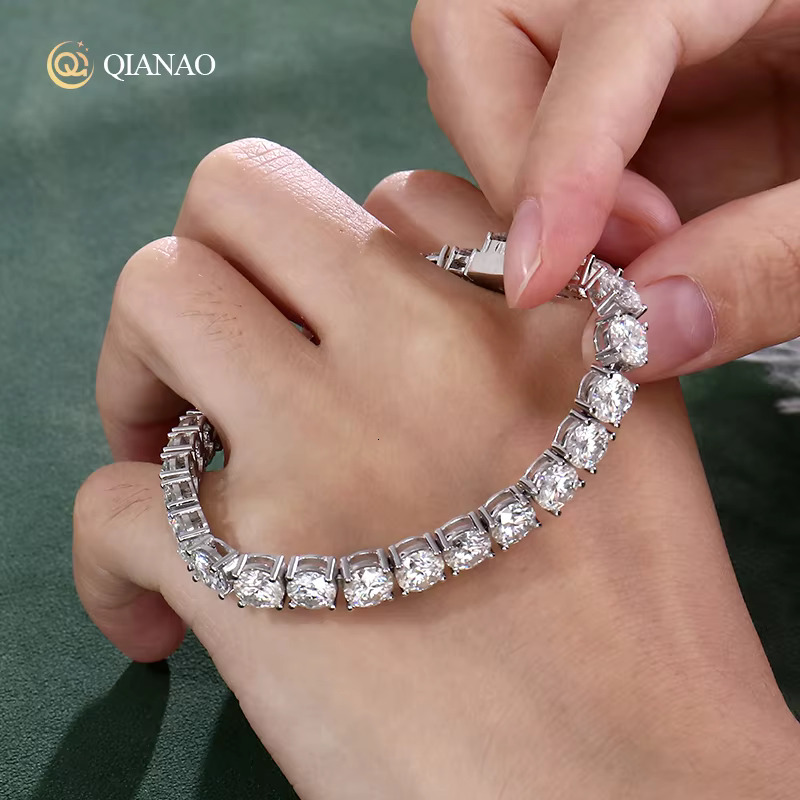 Hot Sale Hip Hop Style D Color VVS Diamond Moissanite Tennis Bracelet 3-6mm 925 Sterling Silver Moissanite Tennis Chains Women