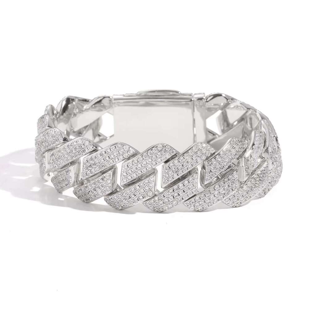 Hip Hop Sterg Sier VVS Moissanite 20mm Iced Out Chunky Miami Cuban k Chain for Men Jewelry