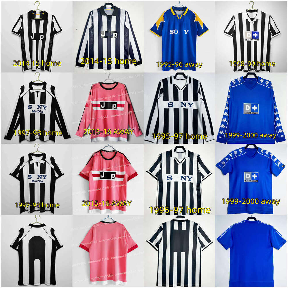 1995 97 99 2014 15 16 Retro soccer Jerseys KIT DEL PIERO Conte PIRLO Marchisio INZAGHI away ZIDANE Maillots DAVIDS BOKSIC shirt POGBA 10 Short sleeve long pink vintage
