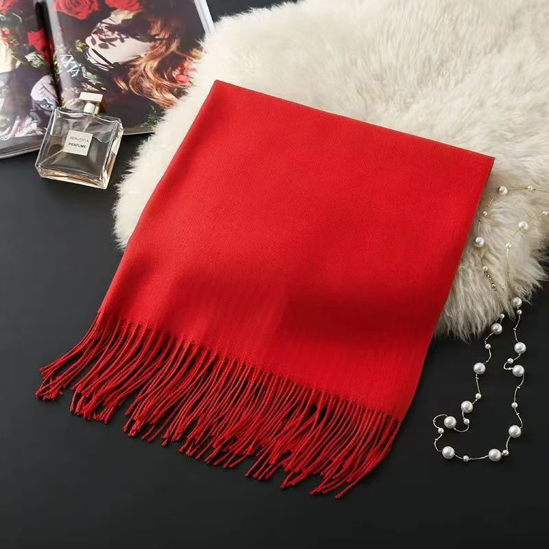 T250 scarf women autumn and winter emerald green shawl wool cashmere yarn knitted men's neck scarf dual use