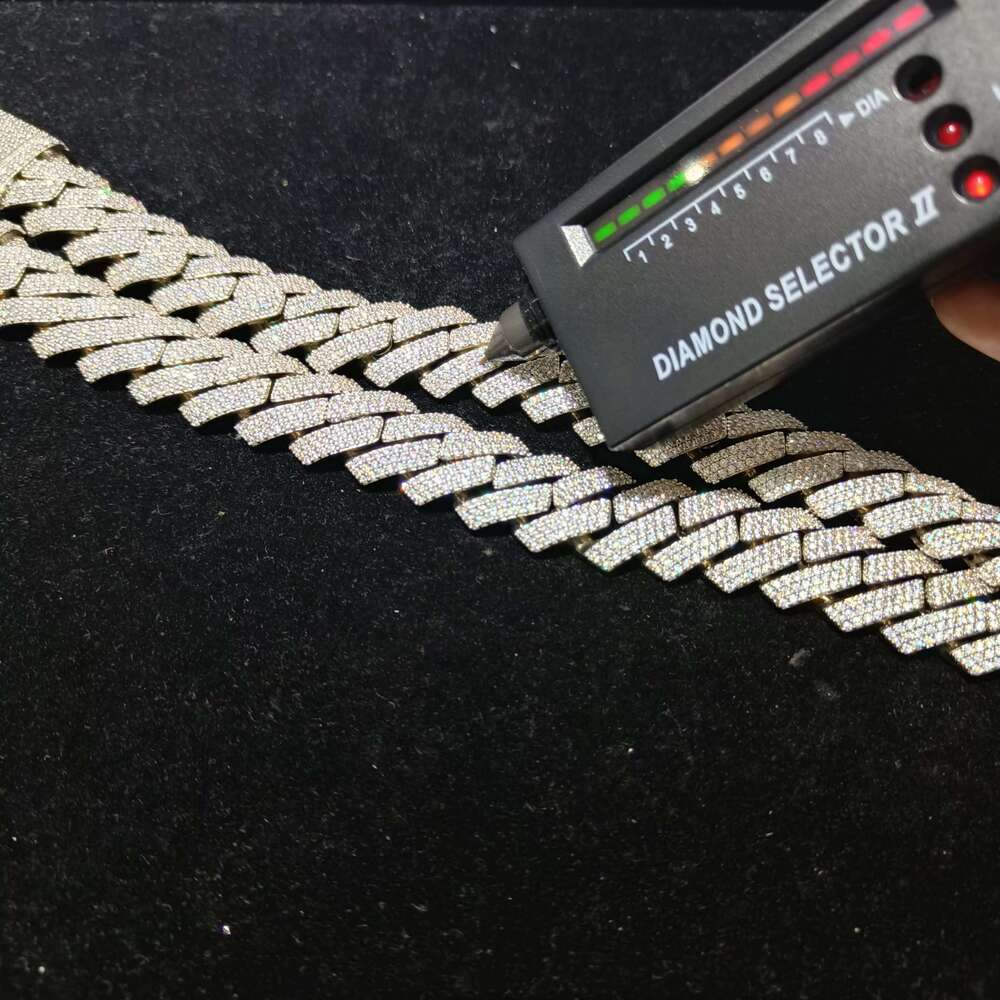 Sier GRA Moissanite 20mm Wide Dia Iced Out Miami Cuban k Chain Hip Hop Rapper Life Men Necklace