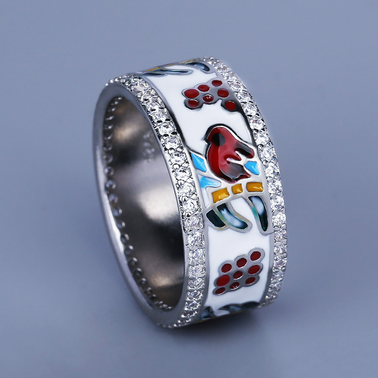 2025 Brand New Style Wedding Designer Rings Vintage Jewelry 925 Sterling Silver Fill Pave White 5A Cubic Zircon CZ Diamond Gemstones Party Women Birds
