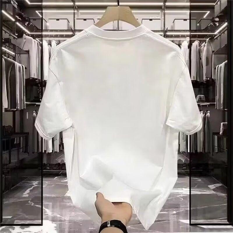 Light Luxury White Summer Short Sleeved Designer T-shirt American Fashion Brand Trend Pure Cotton T-shirt Men's 2025 Top
