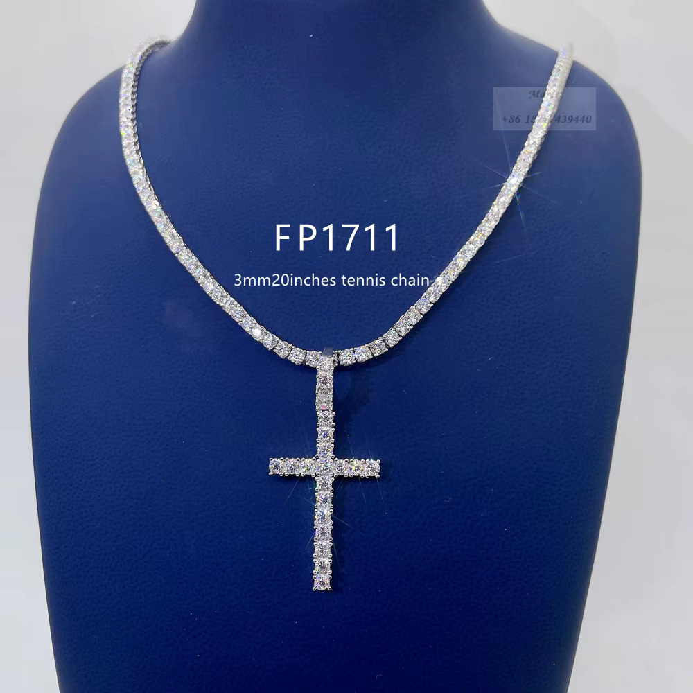 Cross Jewelry S925 With Moissanite Jewelry Diamond Pendant Iced Out Pendant Cross Moissanite Cross Pendant