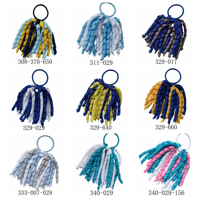 Woman Girl 5" Korker Elastic Hairband Scrunchie Hair Ties Clip Accessories Pony Tail Band Curly Ribbons Streamers Corker Bows School Dance Flower