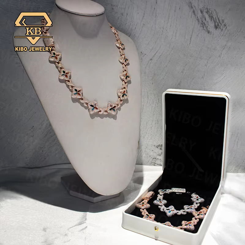 4 Leaf Clover Jewelry Iced Out VVS1 Tennis Bracelet Mossanite Diamond Necklace Real Moissanite Infinitely Cuban Link Chain